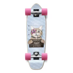Yocaher Complete Mini Cruiser Skateboard Longboard - Rockstar Kitty Cat - Purple Pepper