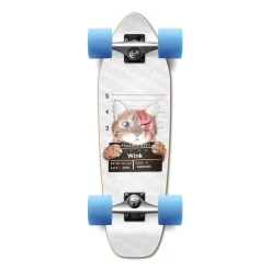 Yocaher Complete Mini Cruiser Skateboard Longboard - Rockstar Kitty Cat - White Wink