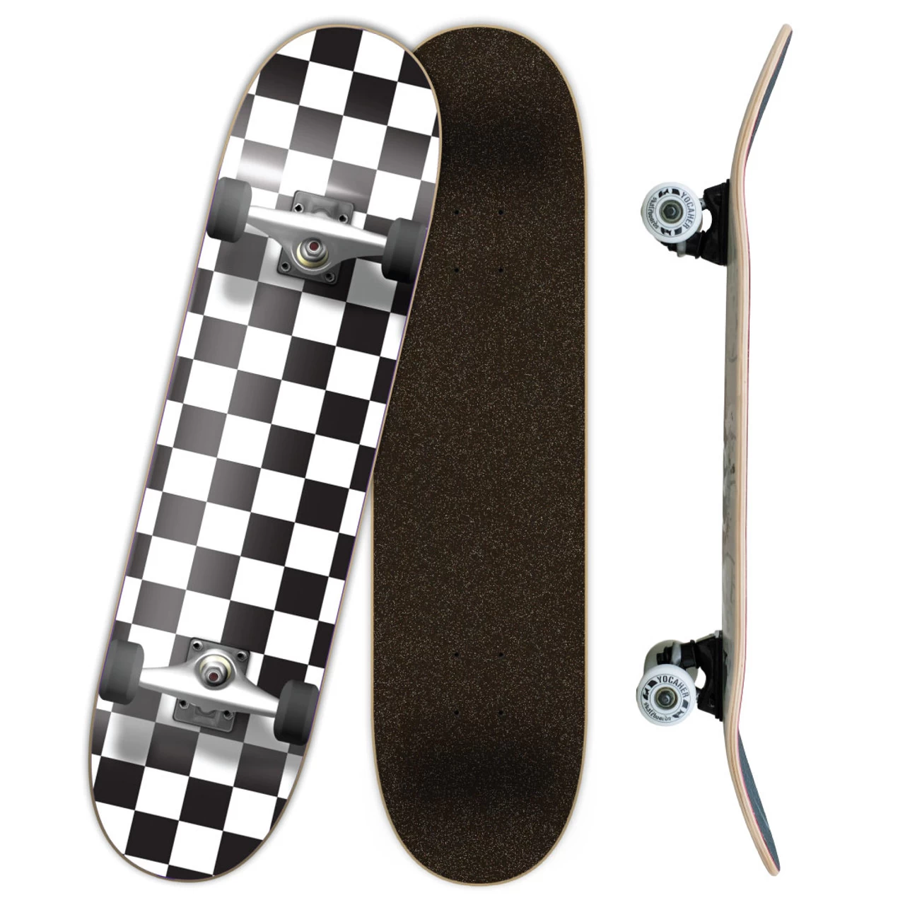 Yocaher Graphic Complete 7.75" Skateboard - Checker White 2 Yocaher Graphic Complete 7.75" Skateboard - Checker White - Image 2