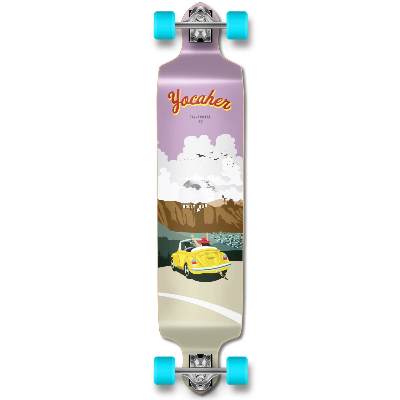 YOCAHER Drop Down Longboard Complete - VW Beetle Series - Yellow 2 YOCAHER Drop Down Longboard Complete - VW Beetle Series - Yellow - Image 2