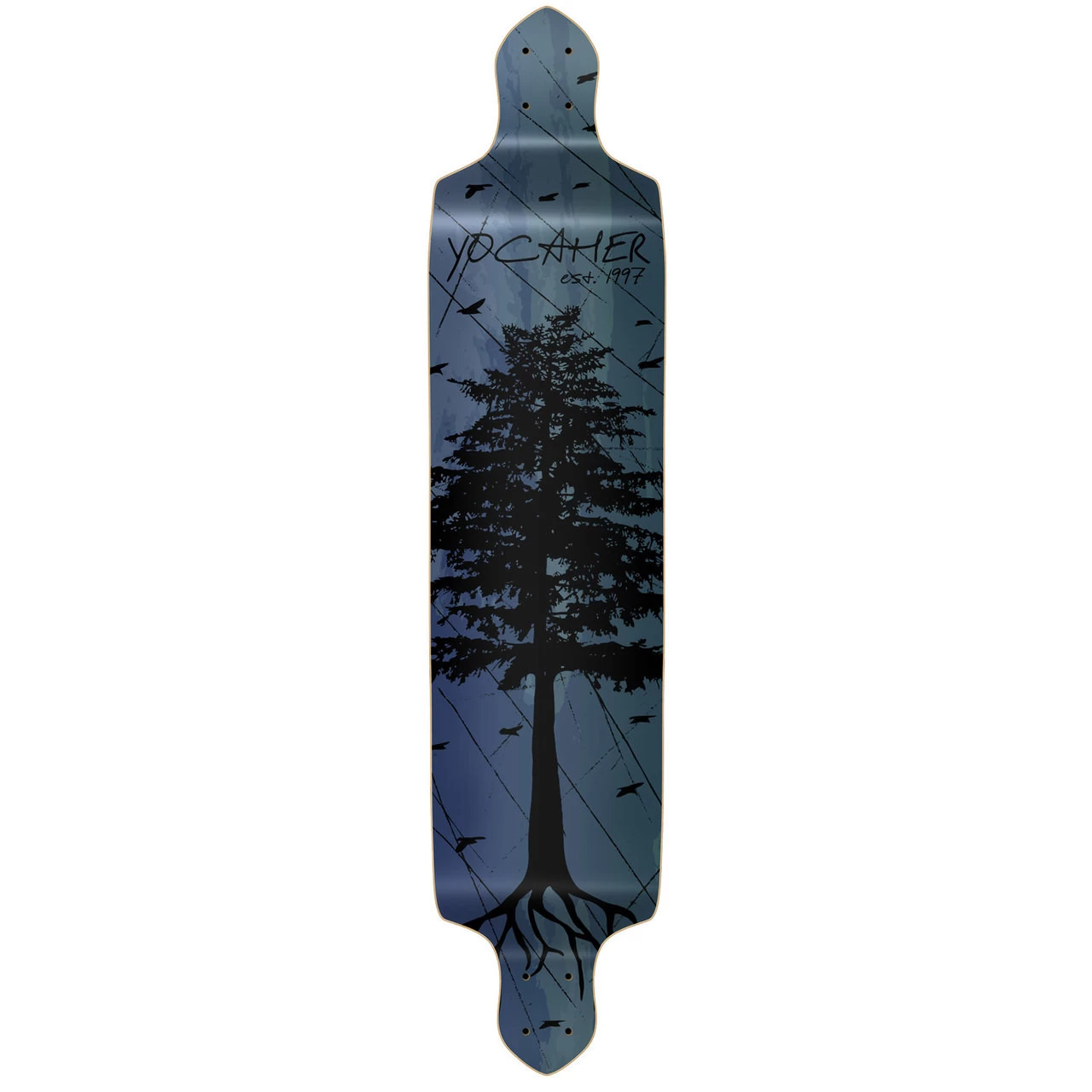 YOCAHER Drop Down Longboard Deck - In The Pines : Blue 1 YOCAHER Drop Down Longboard Deck - In The Pines : Blue