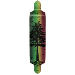 YOCAHER Drop Down Longboard Deck - In The Pines : Rasta