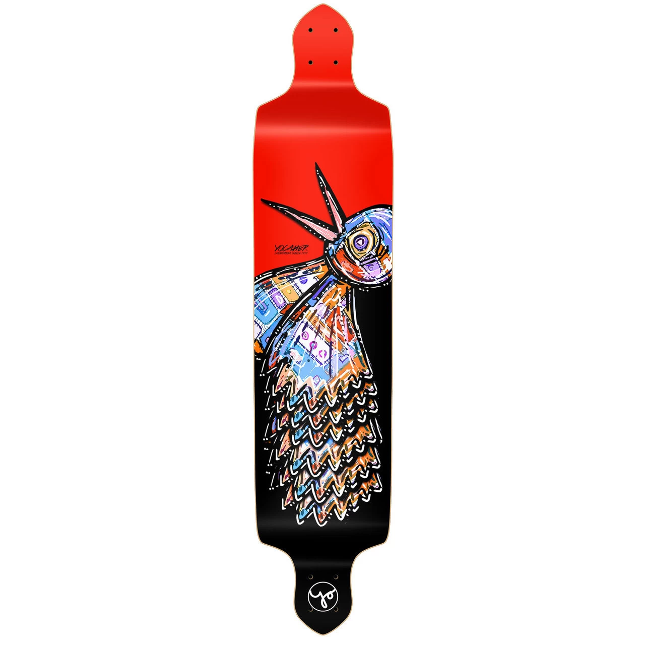 YOCAHER Drop Down Longboard Deck - The Bird Red 1 YOCAHER Drop Down Longboard Deck - The Bird Red