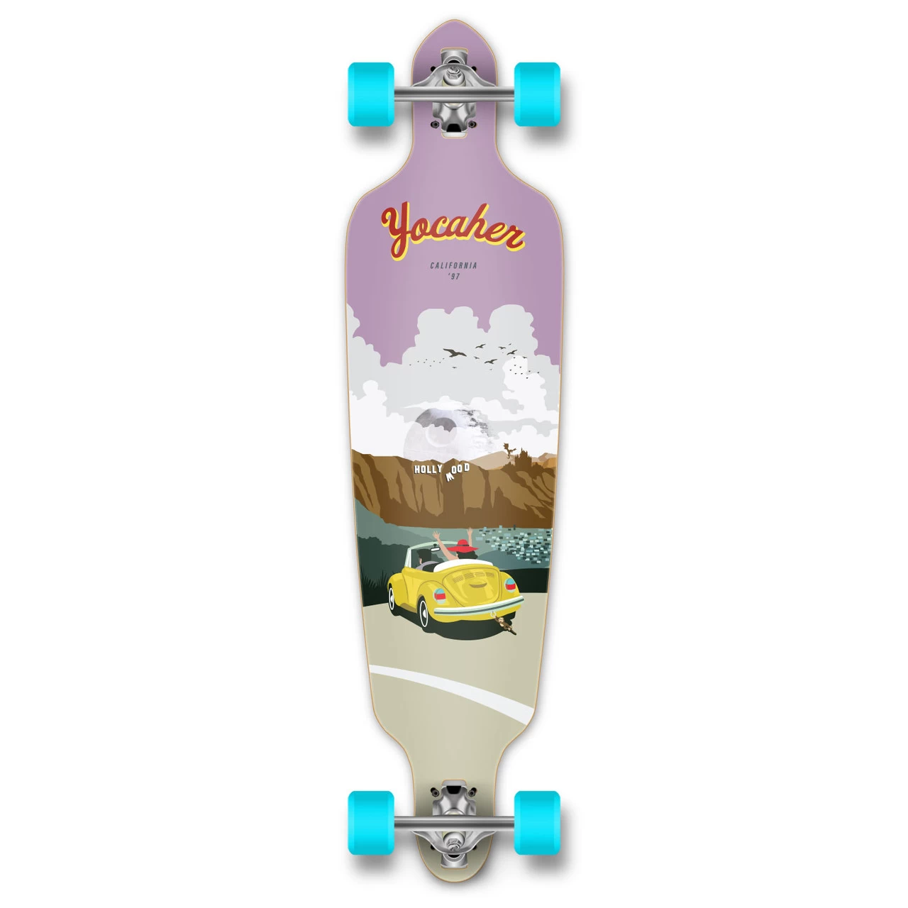 YOCAHER Drop Through Longboard Complete - VW Beetle Series - Yellow 1 YOCAHER Drop Through Longboard Complete - VW Beetle Series - Yellow