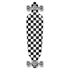 Drop Through Longboard Complete - Checker White