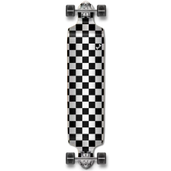 YOCAHER Drop Down Longboard Complete - Checker Silver