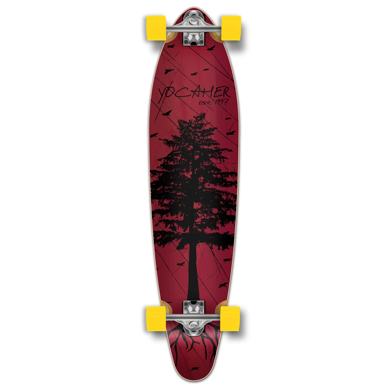 Kicktail Longboard Complete - In The Pines : Red 1 Kicktail Longboard Complete - In The Pines : Red