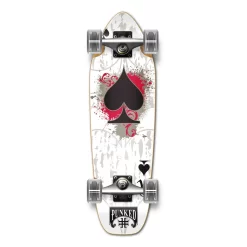 Yocaher Complete Mini Cruiser Skateboard Longboard - Ace Of Spades - White