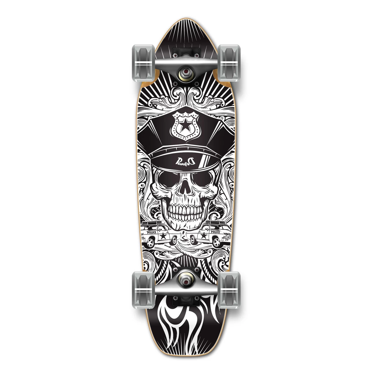 Yocaher Complete Mini Cruiser Skateboard Longboard - Skull Cop 1 Yocaher Complete Mini Cruiser Skateboard Longboard - Skull Cop