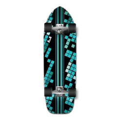 Old School Longboard Complete - Black Digital Wave