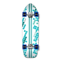 Old School Longboard Complete - White Digital Wave