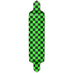 YOCAHER Drop Down Longboard Deck - Checker Green