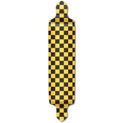 YOCAHER Drop Down Longboard Deck - Checker Yellow