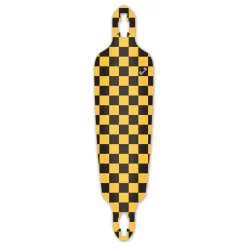 Drop Through Longboard Deck - Checker Yellow