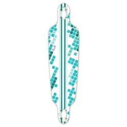 Drop Through White Digital Wave Longboard Deck