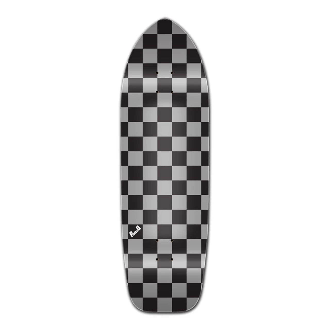 Old School Longboard Deck - Checker Silver 1 Old School Longboard Deck - Checker Silver