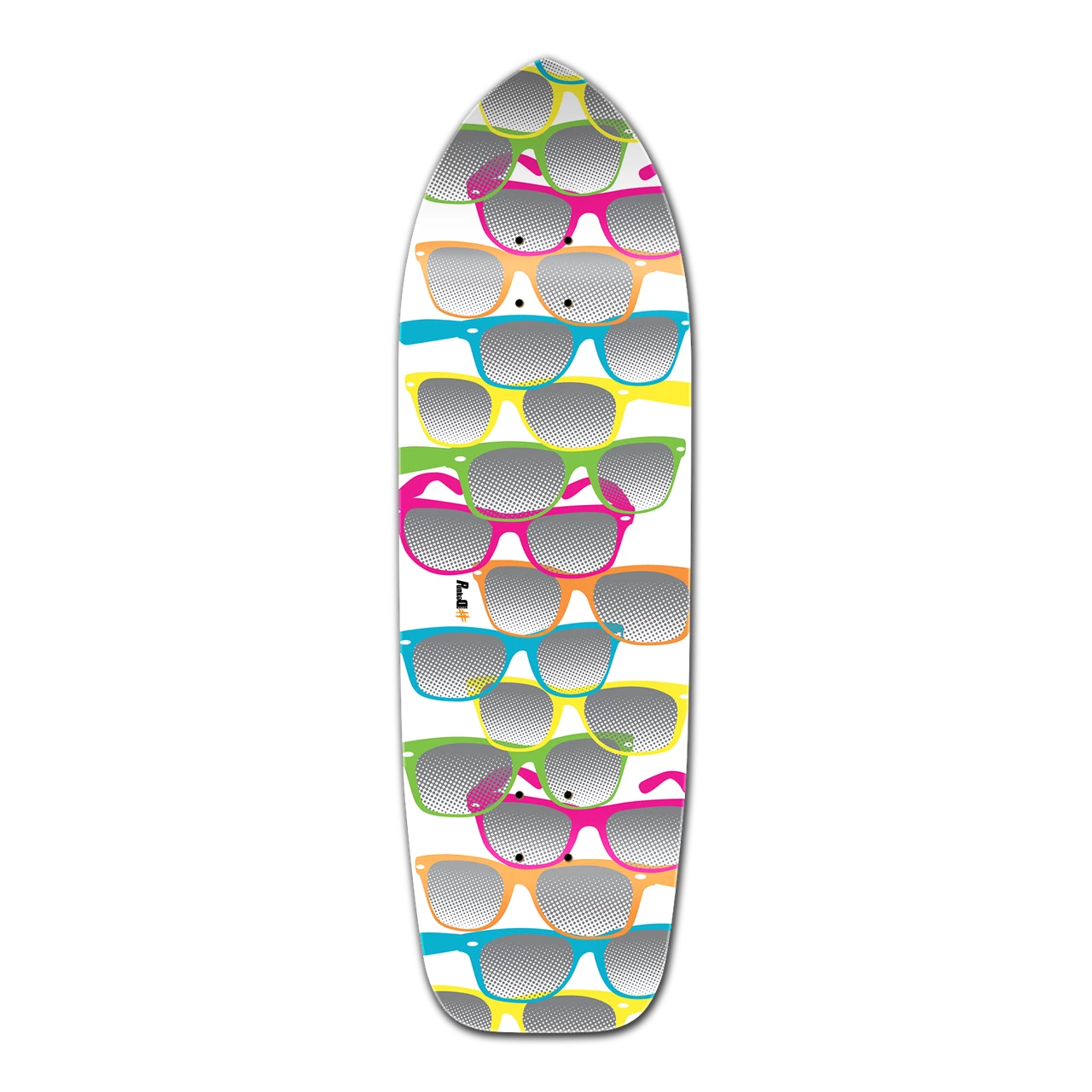 Old School Longboard Deck - Shades White 1 Old School Longboard Deck - Shades White