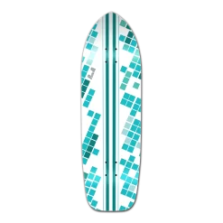 Old School Longboard Deck - White Digital Wave