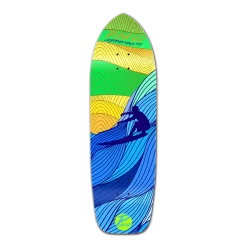 Old School Longboard Deck - Blue Surf's Up