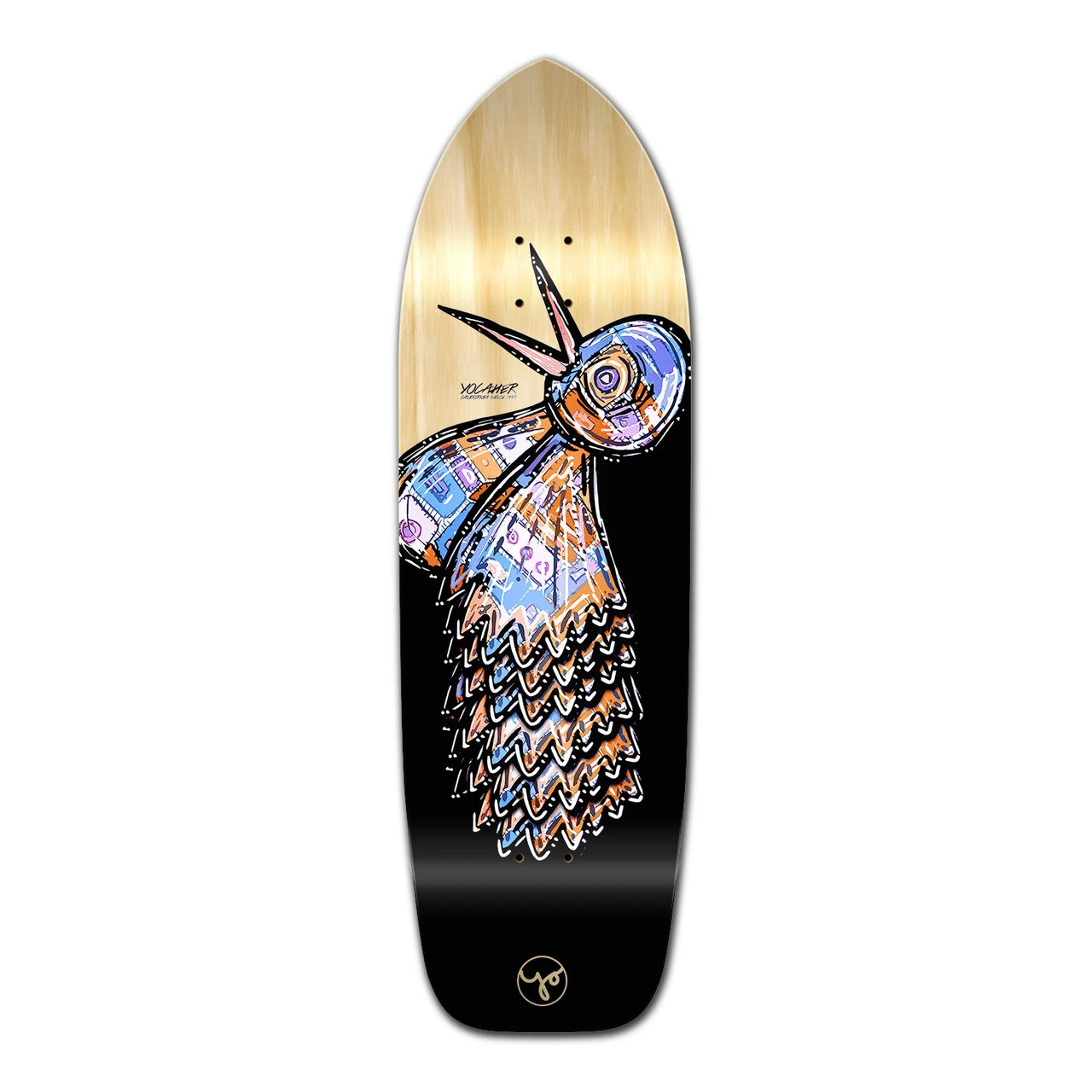 Old School Longboard Deck - The Bird Series Natural 1 Old School Longboard Deck - The Bird Series Natural