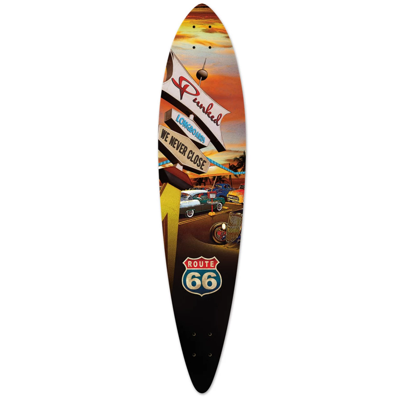 Pintail Longboard Deck - Route 66 Series - Diner 1 Pintail Longboard Deck - Route 66 Series - Diner