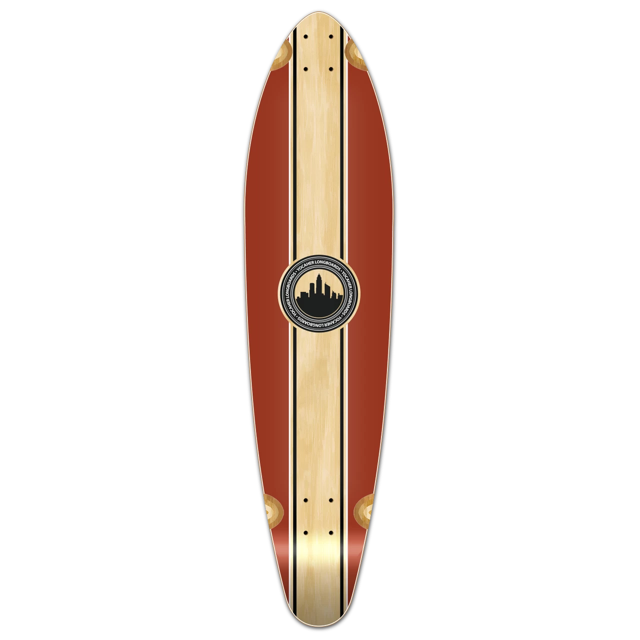 Kicktail Longboard Deck - Crest Burgundy 1 Kicktail Longboard Deck - Crest Burgundy