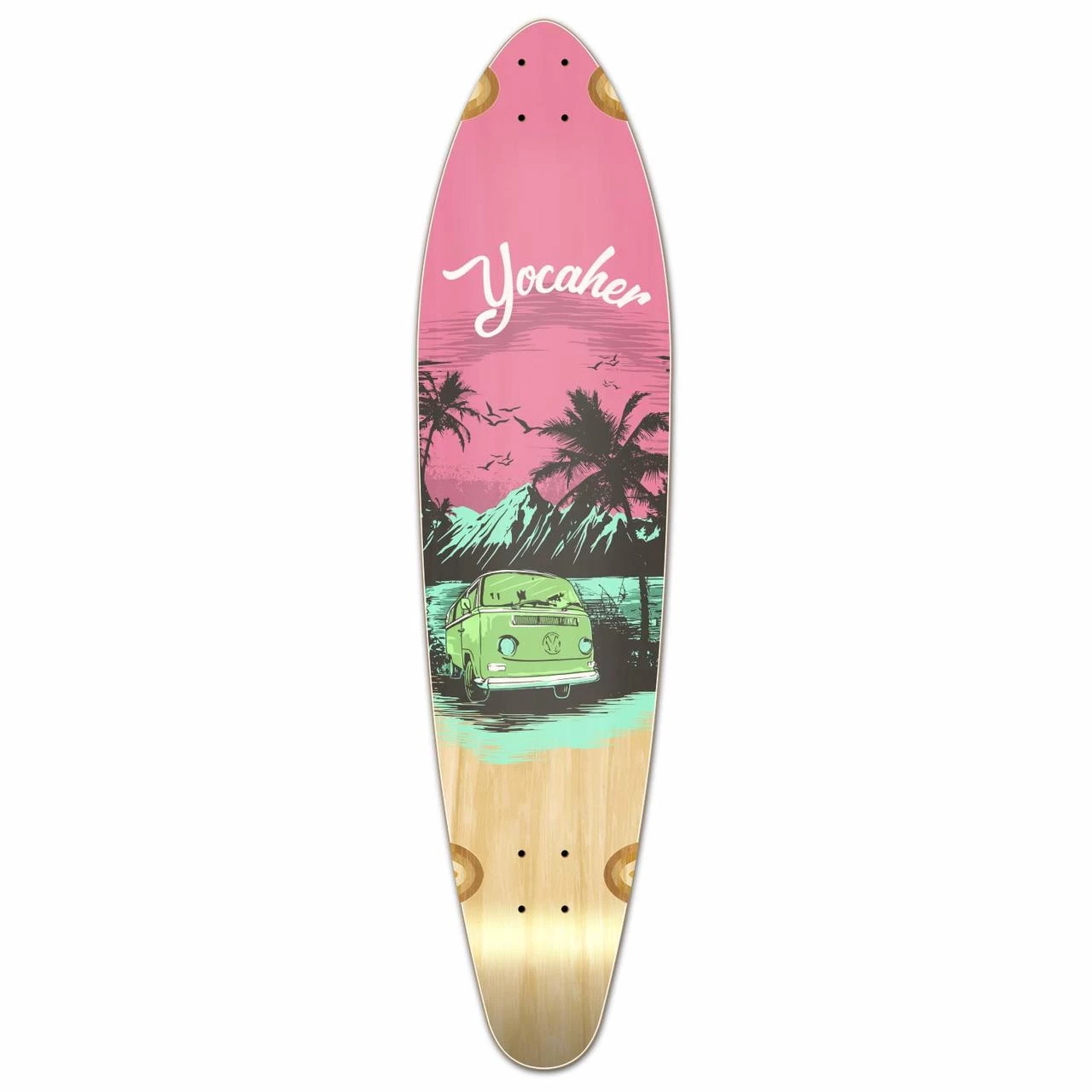 Kicktail Longboard Deck - VW Series - Pink N' Mint 1 Kicktail Longboard Deck - VW Series - Pink N' Mint