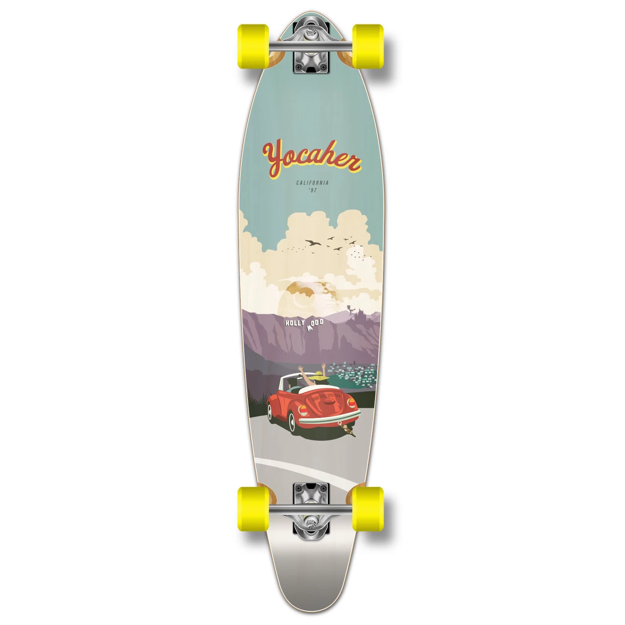 YOCAHER Kicktail Longboard Complete - VW Beetle Series - Red 1 YOCAHER Kicktail Longboard Complete - VW Beetle Series - Red