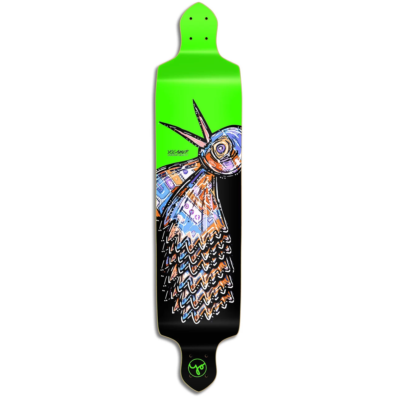 YOCAHER Drop Down Longboard Deck - The Bird Green 1 YOCAHER Drop Down Longboard Deck - The Bird Green