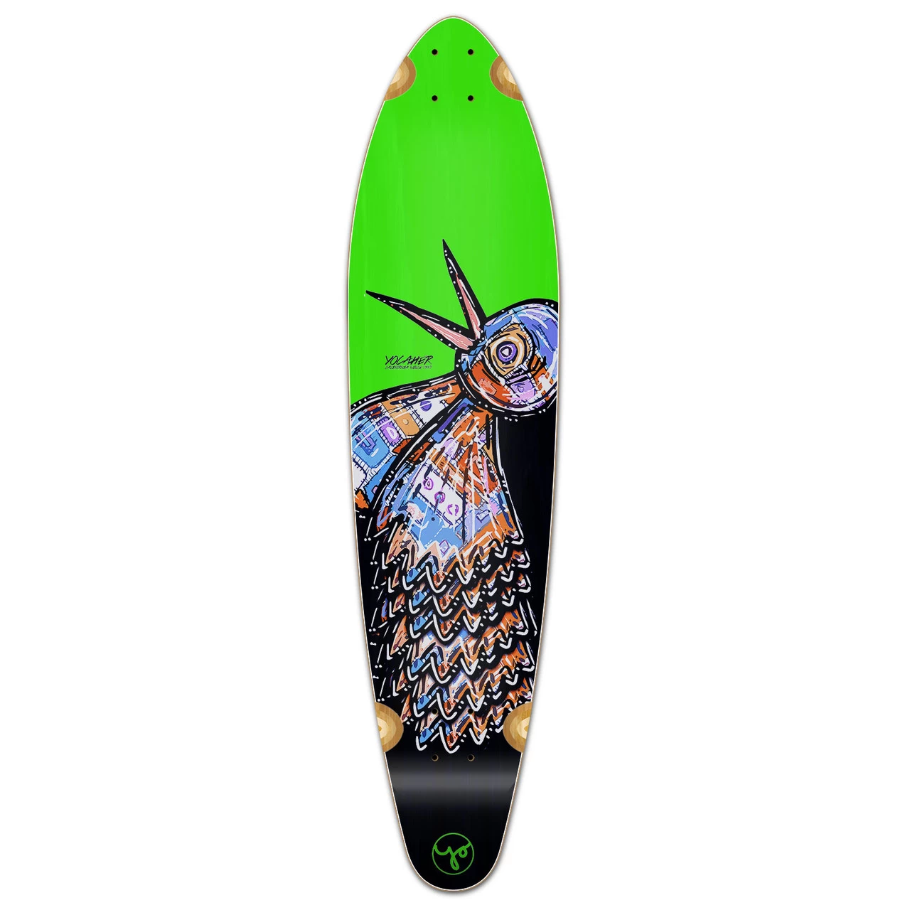 Kicktail Longboard Deck - The Bird Green 1 Kicktail Longboard Deck - The Bird Green