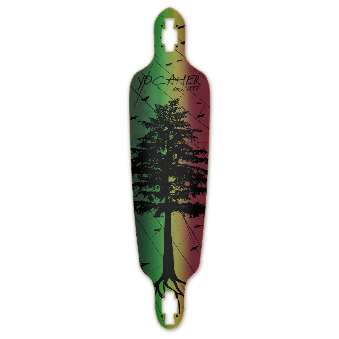 Drop Through Longboard Deck - In The Pines : Rasta 1 Drop Through Longboard Deck - In The Pines : Rasta