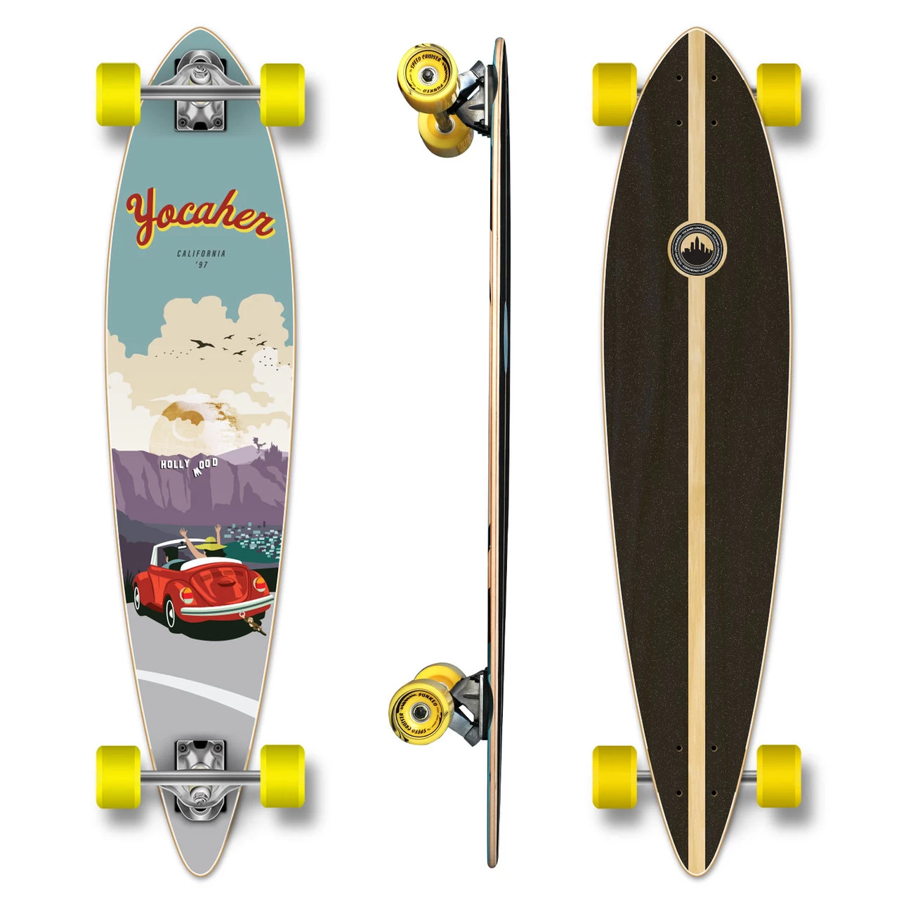 YOCAHER Pintail Longboard Complete - VW Beetle Series - Red 2 YOCAHER Pintail Longboard Complete - VW Beetle Series - Red - Image 2