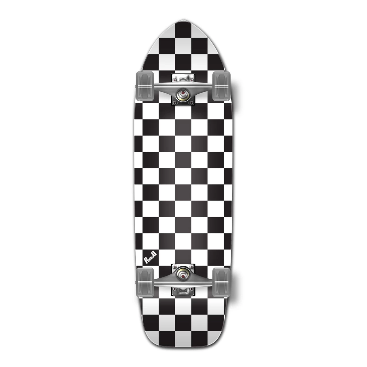 Old School Longboard Complete - Checker White 1 Old School Longboard Complete - Checker White