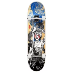 Yocaher Graphic Complete 7.75" Skateboard - Samurai Series - Girl Samurai Blue Dragon