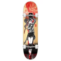 Yocaher Graphic Complete 7.75" Skateboard - Samurai Series - Girl Samurai Red Dragon